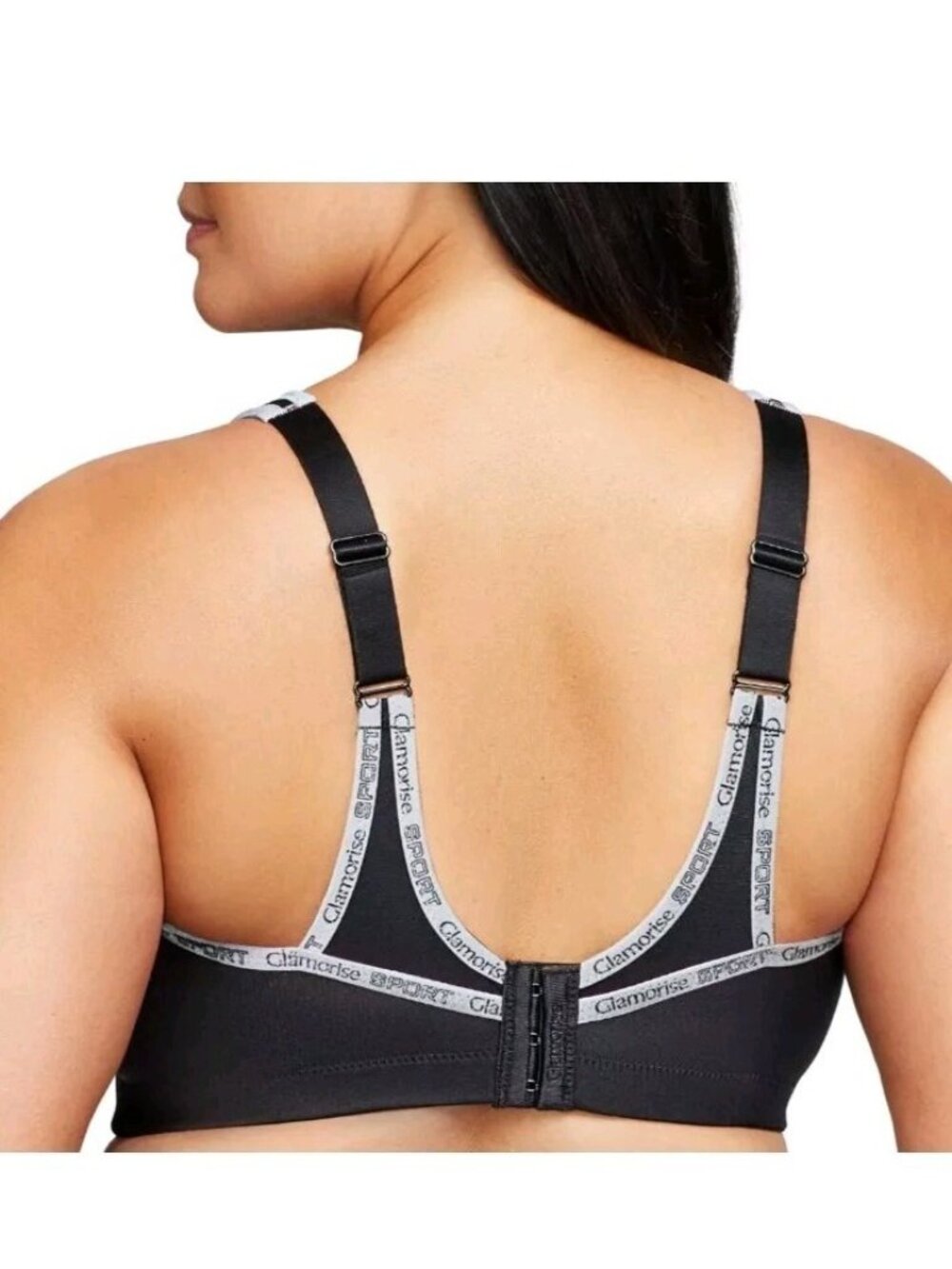 Glamorise 1066 Women 36DD No Bounce Camisole Sports Bra Wirefree Black Gray NWOT - Picture 3 of 5